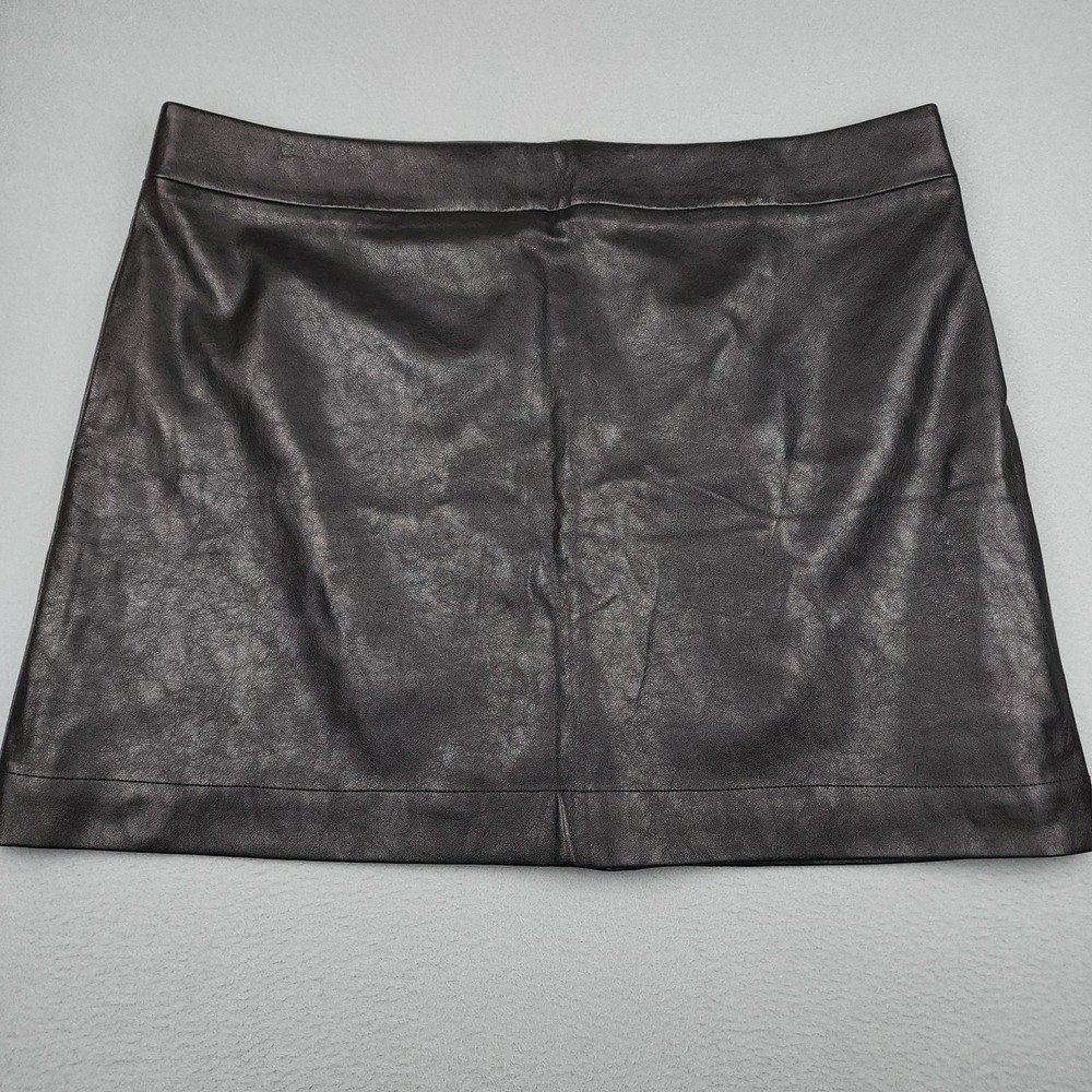 J.Crew Skirt Womens 20 Black Faux Leather Mini Pencil Lined Zip Back Casual